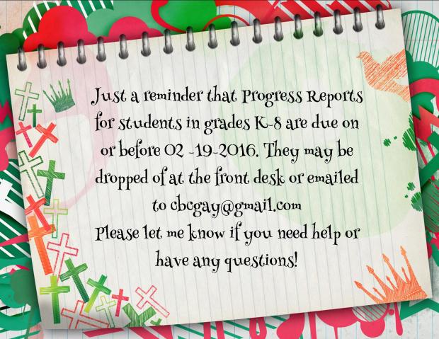 progress reports due blog post 02192016